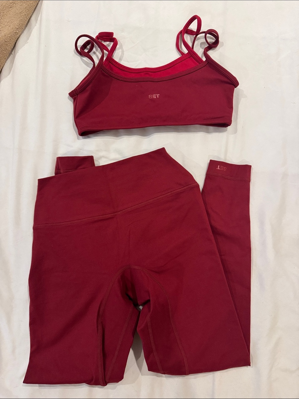 SET Active FORMCLOUD Red Leggings & Layered Sports Bra